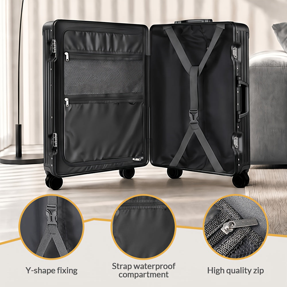 Zipperless Luggage with Spinner Wheels TSA Approved Large No Zipper Aluminum Frame Luggage PC+ABS Hard Travel Suitcase 28inch Checked Hard Shell Suitcases Or Luggage Set 2pcs (20inch Carry On+28inch Checked)