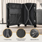 Zipperless Luggage with Spinner Wheels TSA Approved Large No Zipper Aluminum Frame Luggage PC+ABS Hard Travel Suitcase 28inch Checked Hard Shell Suitcases Or Luggage Set 2pcs (20inch Carry On+28inch Checked)