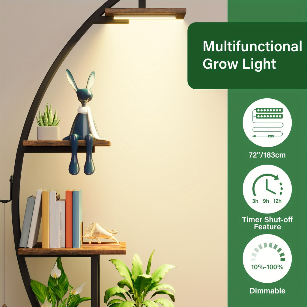 2pcs Bookshelf with Lights, 7 Tiered 65' Multi-Functional Metal Black And Brown Shelving Unit Wooden Bookcase for Books Handicraft Decorations Frames Multiple