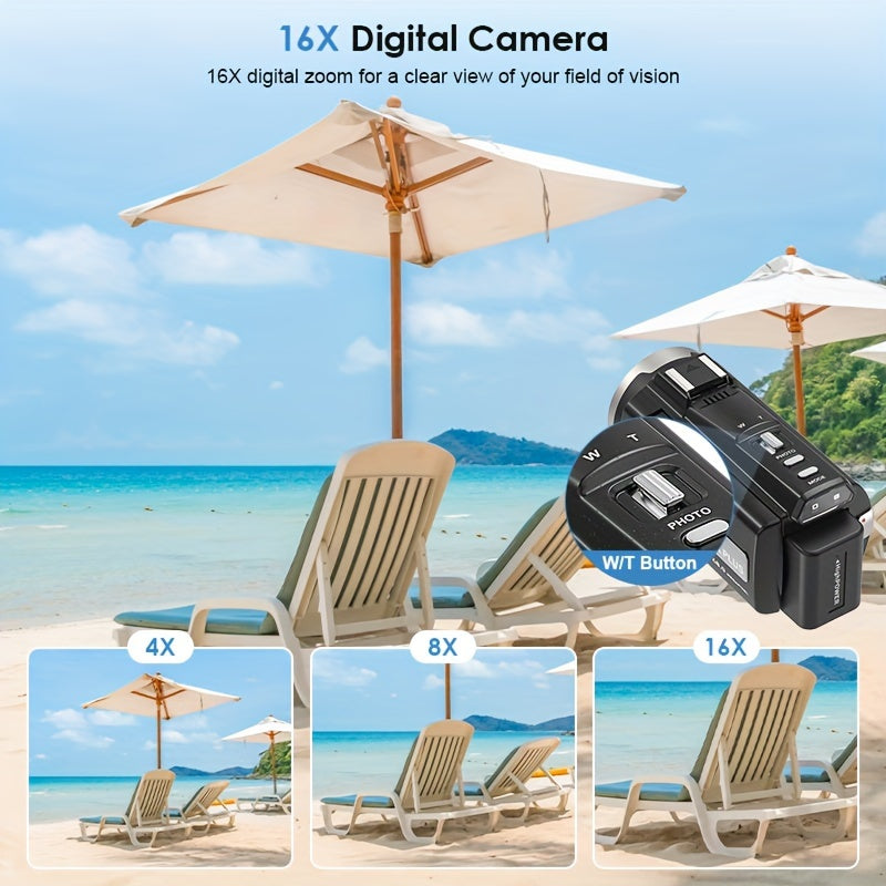 NEW 4K 60FPS HD Camcorder, Support External Microphone, WIFI Transmission And HD Output, Six-axis Anti-shake, Remote Control Operation, Accurate Autofocus, 3.0-inch Capacitive Touch Screen That Can Be Rotated By 270 Degrees, 80-degree Angle