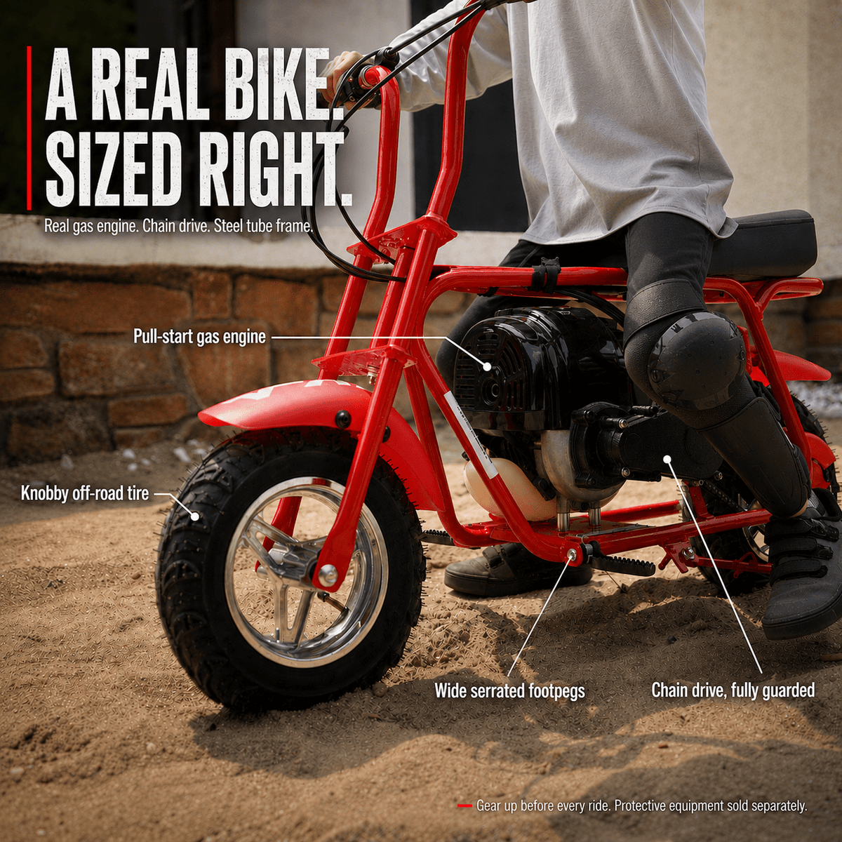 39cc 4-Stroke Gas Powered Mini Dirt Bike, No Fuel Mixing Required, Tool-Free Assembly, Heat Shield Protection, Top Speed 17 MPH, Off-Road Trail Pit Bike for Backyard Adventure, Birthday Gift Idea