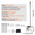 VEVOR Wood Stove, 86 inch, Stainless Steel Camping Tent Stove, Portable Wood Burning Stove with Chimney Pipes & Gloves, 3000in³Firebox Hot Tent Stove for Outdoor Cooking and Heating with 8 Pipes