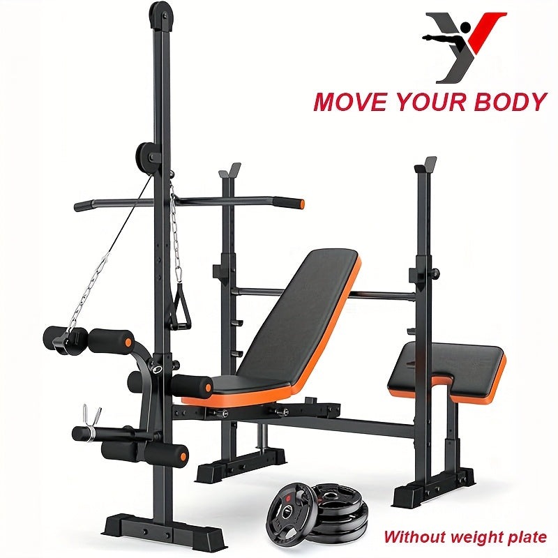 Adjustable Weight Bench Set for Full-Body Strength Training with Squat Rack and Leg Developer