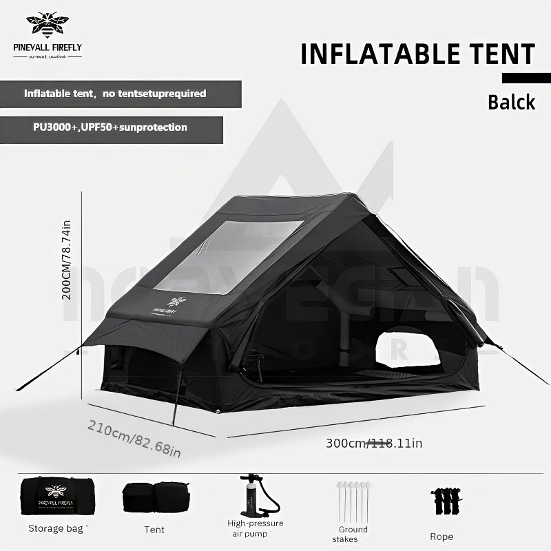 4-6 Person Inflatable Camping Tent - Easy-To-Set-Up Family Outdoor Tent with Sunshade, Windproof, Heat Insulation, And Mosquito Protection. High-Quality Design, Suitable for All Seasons, Includes Storage Bag, Air Conditioning Vent, And Chimney
