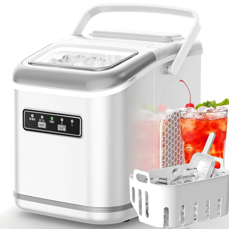 Nugget Bullet Ice Makers Countertop, Crushed Ice Maker With Handle 35 Lbs/ Day 26 Lbs/Day Soft Chewable Ice, Pebble Ice Maker With Self-Cleaning, Ice Scoop & Basket, For Home, Office, Kitchen, For Halloween, Christmas.