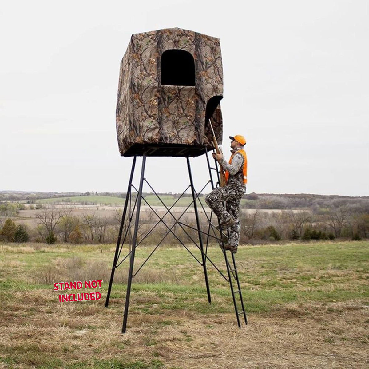Muddy Steel 7 Foot Tall Quad Pod Hunting Blind Cover w/ 4 Zippered Windows, Camouflage (Stand Not Included)