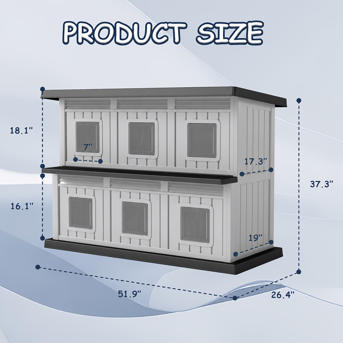[For Indoor/Outdoor] Large -Weather Resin Outdoor Cat House - Double-Decker Suitable for Cats with Multi-Level Shelter, Assembly Indoor/Outdoor Use, Weatherproof for,, Balcony - Large Space Cat Shelter for Multiple Cats
