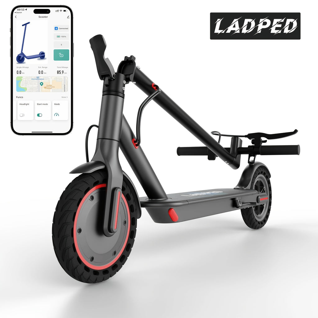 Lightweight Quick Foldable Electric Scooter for Adults, 350W Motor, 8.5 Inch Solid Anti-Slip Tires, APP & LCD Dashboard Control, Dual Brakes Safety Bell, Up to 265LBS Load, Long Range Commuter E-Scooter, Durable Aluminum Alloy Body