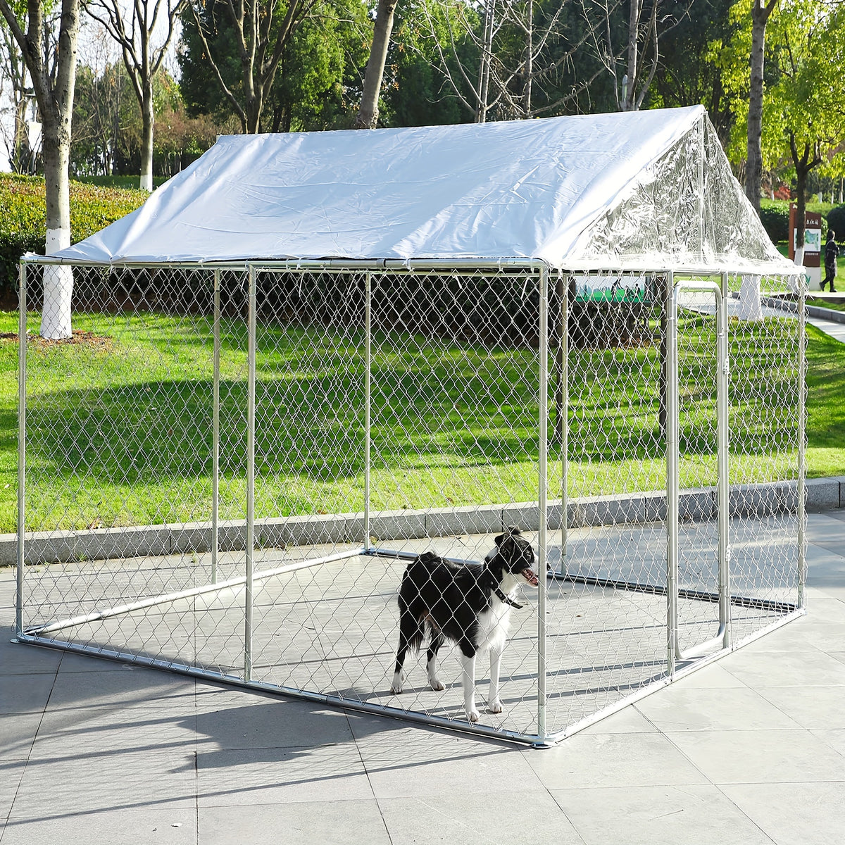 [Outdoor Dog Kennel] QUYZE Outdoor Dog Kennel With Roof, 10X10X7Ft Large Heavy Duty Dog Cage Run Playpen With Secure Lock, Water And UV Resistant