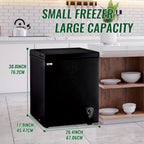 WANAI 5.0 Cu.Ft Chest Freezer with Removable Basket, Top Open Door Compact Freezer with Adjustable Temperature for Home/Kitchen/Office/Dorm BLACK