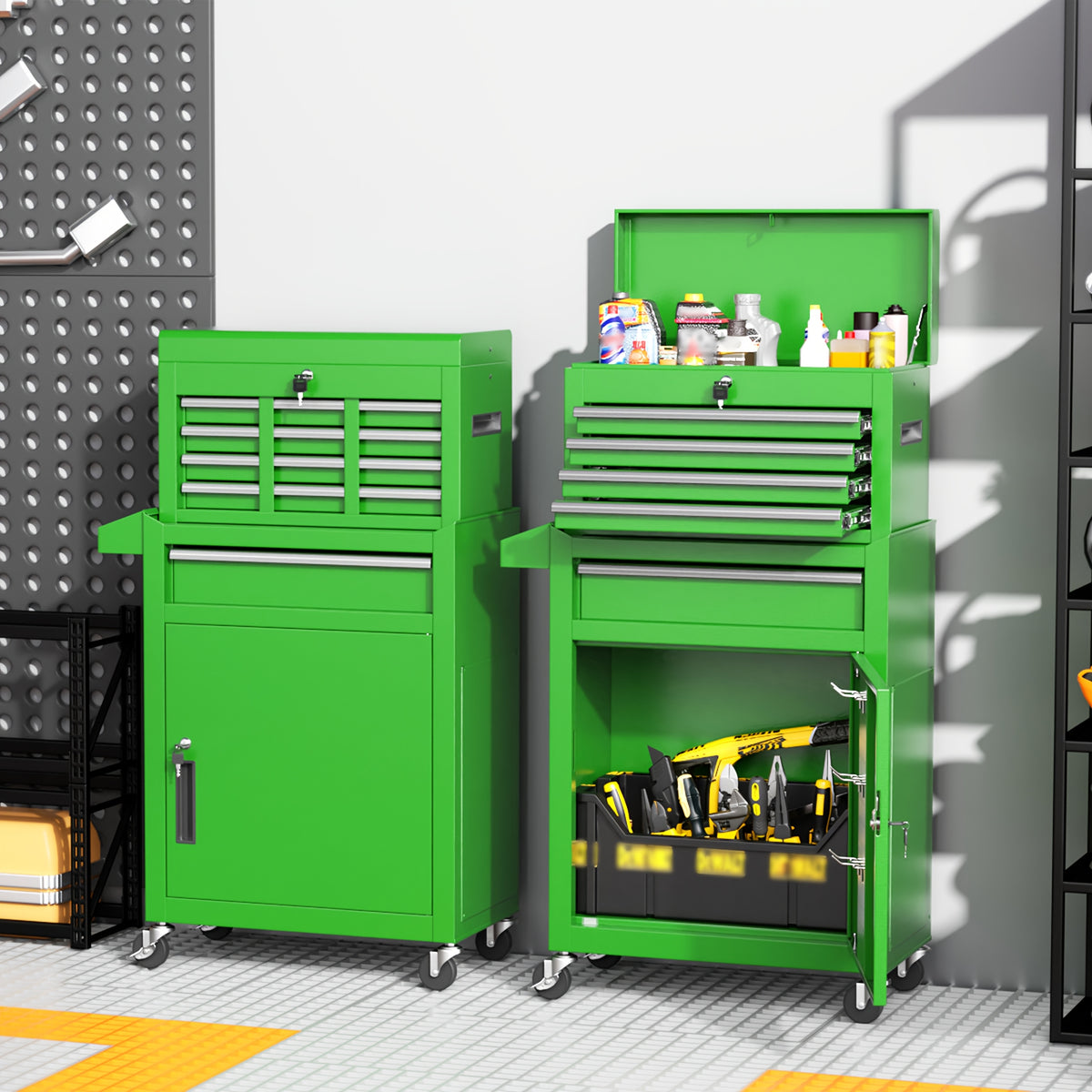 Versatile 5-Drawer Rolling Tool Chest with Detachable Top Tool Box, Tool Storage Cabinet with Universal Lockable Wheels, 2 in 1 Metal Tool Cart for Home Office, Garage, Warehouse, Workshop, Barbershop