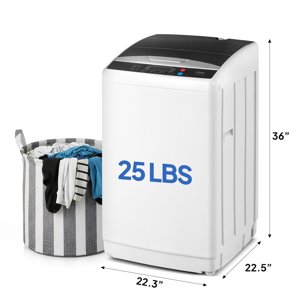 15.6/17.6/25/30lbs Full Automatic Portable Washing Machine - Compact Design with Drain Pump, 10 Programs, 8 Water Levels, LED Display & 24H Delay Start, Ideal for Apartment, RV & Camping