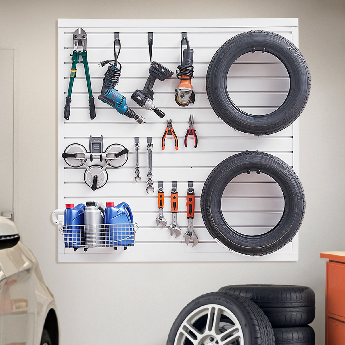 VEVOR 2 x 4 ft / 4 x 4 ft / 8 x 4 ft Slat Wall Paneling PVC White Garage Slatwall with Modular Design White/Grey/Black