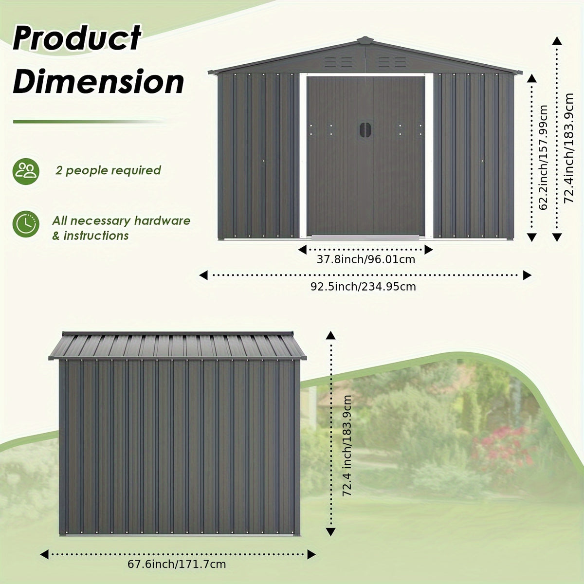 6X8ft Outdoor Garden Storage Shed ，Storage Tool ，with Sliding Door for Lawn Equipment, for Garden Backyard