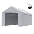 VEVOR Carport Replacement Canopy Cover Top + Side Wall 10 x 20 ft, Garage Tent Shelter Tarp Heavy-Duty Waterproof & UV Protected, Easy Installation with Ball Bungees,White (Frame Not Included)