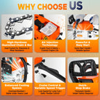 58Cc 2-Stroke Gasoline Chainsaw, Featuring Dual Quick-Switch Bars of 20 Inches And 18 Inches, a Portable Cordless Gasoline Chain Saw Ideal for Felling Trees, Cutting Firewood, Processing Wood, And Trimming Trees