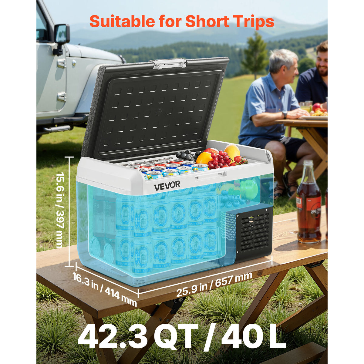 VEVOR 12 Volt Car Refrigerator Portable Freezer 31.7QT Electric Cooler for Camping 25L/30L/40L/50L