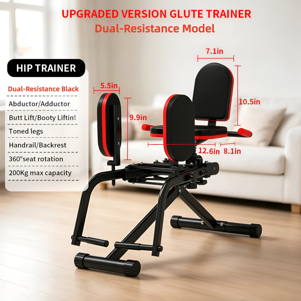 2-In-1 Glute Machine - Hip Abduction & Adduction Exercise Equipment - 3 Resistance Levels For Glute Strengthening, For Home Use, Upper Back Exerciser, Adjustable Glute Trainer, Thigh Workout Equipment For Hip Sculpting & Butt Lifting