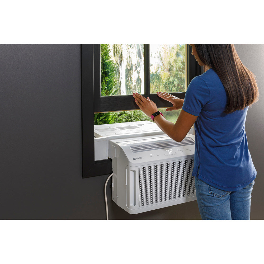 GE Profile ClearView Window Air Conditioner Unit, 8, 300 BTU, Energy Efficient Cooling up to 350 sq ft., Ultra Quiet, SMART Home Capable, Includes Remote, White - Refurbished