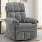 Living Room Single Chair, 360° Swivel Rocking Chair, Manual Rocking Chair for Small Spaces, Rocking Chair with Side Pockets And Armrest Storage, Deep Seat Cushion And Plush Backrest, Chenille Fabric, a Recliner Suitable for The Living Room