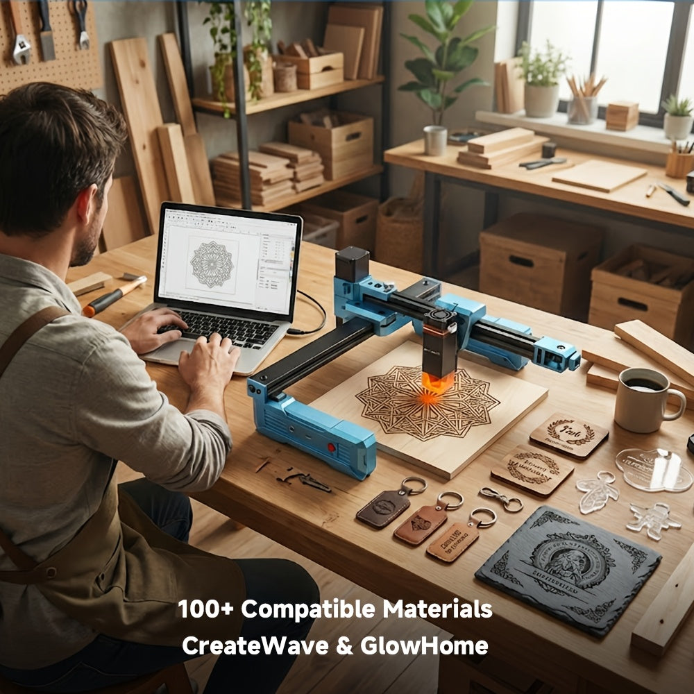 Artilume S1 Foldable Laser Engraver, Compact and Portable Design Ideal for Home Use and Travel. Features Blue Light with 2.5W/6W Power Output, Achieving Precision up to 0.01mm. Offers a Large Working Area of 200*150mm, Suitable for Engraving Various