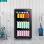 WANAI Beverage Refrigerator 125 Can Mini Fridge Cooler Black Mini Fridge Glass Door for Soda Juice Small Drink Cooler Machine Clear Front Removable for Home Office Bar Freestanding