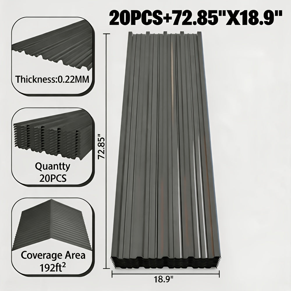 [Waterproof Metal Siding] 72.85''X18.9''/61.02''X18.9'' Corrugated Galvanized Metal Roofing Panels And 1 Pair Of Gloves, Waterproof Metal Siding Panels For Outdoor House, Storage, Chicken Coop, Garage, And Shed, 20pcs/15pcs/10pcs