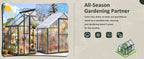 Walk-In Greenhouse for Outdoor Gardening — VIWAT 6 x 11 FT Polycarbonate Design with Adjustable Ventilation