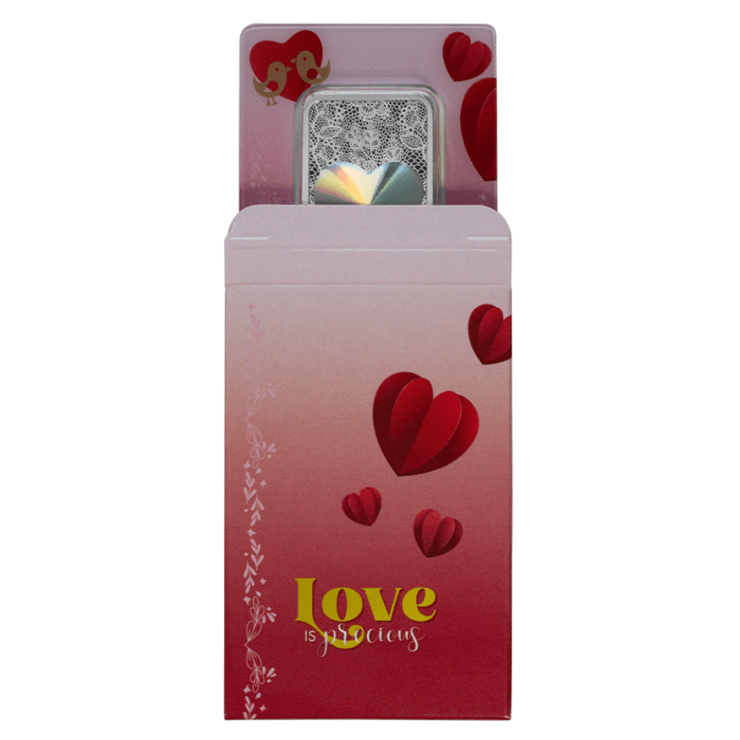 2024 Pamp Love is Precious Heart Holographic 50 Gram Silver Bar - In Assay