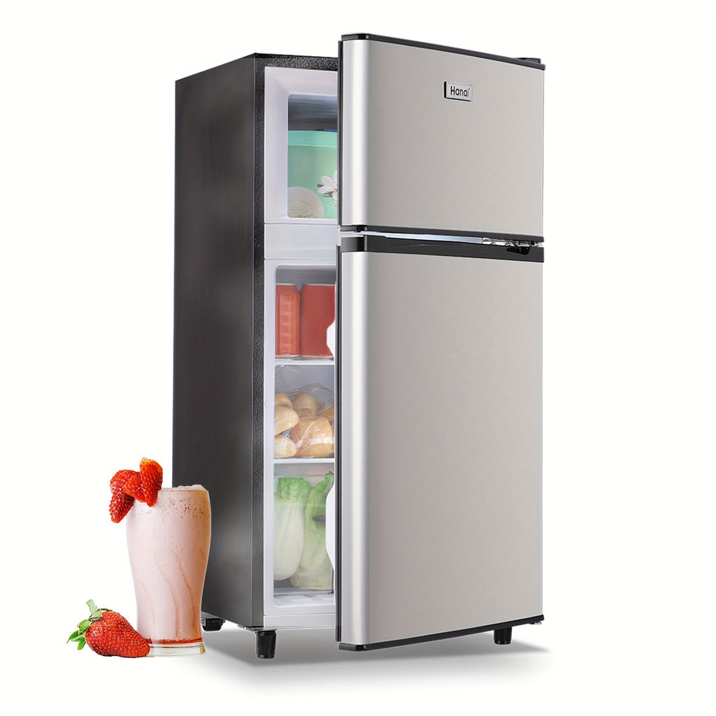 WANAI Mini Fridge with Freezer, 3.5 Cu.Ft Compact Refrigerator Freezer-on-Top Double Door, 7 Adjustable Thermostat, Small Freestanding for Bedroom Office Dorm Apartment