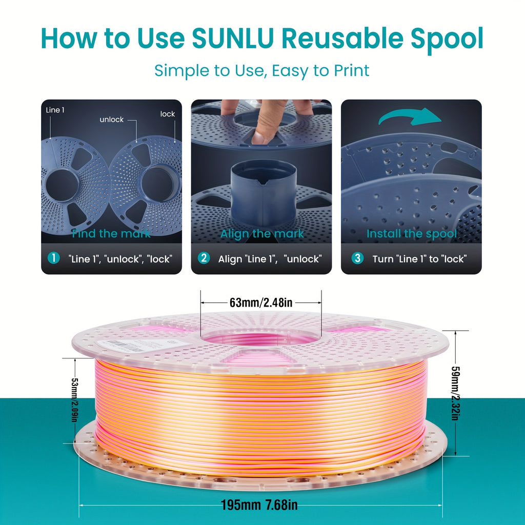 SUNLU PLA Plus Filament, Dual Color Gradient, High Toughness, Shiny Texture, 1.75mm Diameter, Low Shrinkage, Dimensional Accuracy +/- 0.02mm, Smooth Surface Plastic Materia, 22.05LB 10Colors