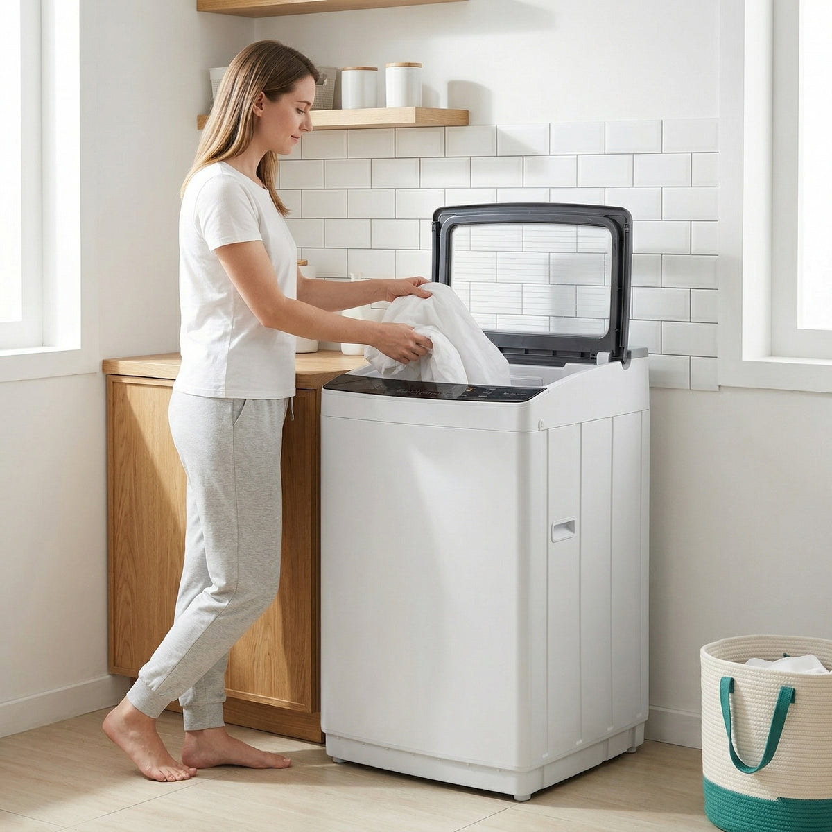 15.6/17.6/25/30lbs Full Automatic Portable Washing Machine - Compact Design with Drain Pump, 10 Programs, 8 Water Levels, LED Display & 24H Delay Start, Ideal for Apartment, RV & Camping