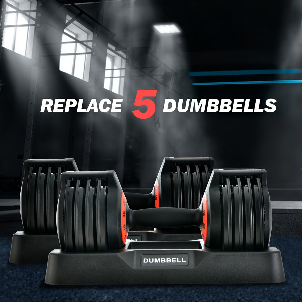 Set of Adjustable Dumbbells Weighing Up to 55 Pounds, Featuring Weights of 11, 22, 33, 44, And 55 Pounds. This Compact 5-In-1 Dumbbell Set Allows for Quick Adjustments, Making It Ideal for Full-Body Workouts And Home Fitness Routines
