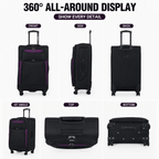 4-Piece Softside Expandable Luggage Set with Spinner Wheels, Lightweight Travel Suitcases with Telescopic Handle, Nested Storage Design