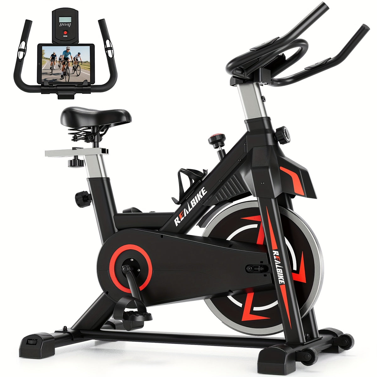Silent Home Exercise Bike, 330 Lbs Weight Capacity, Indoor Fitness Bicycle with Tablet Holder and Display, Adjustable Resistance Cardio Trainer, Home Fitness Equipment