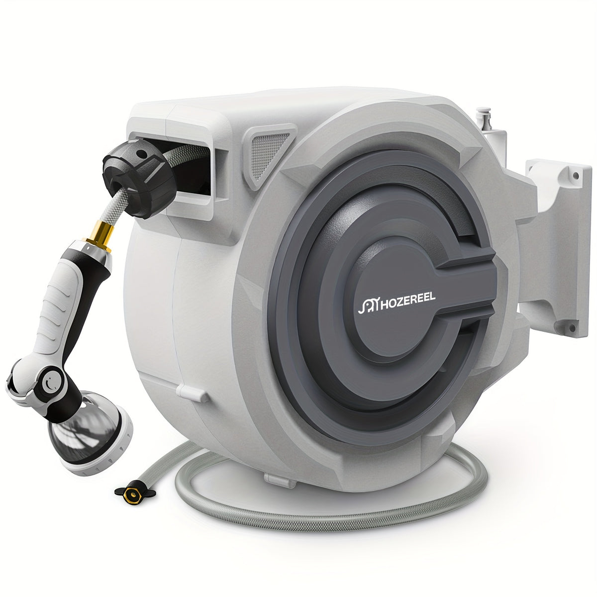5/8 Inch And 1/2 Inch X 72 Feet, 1/2 Inch X 150 Feet, Retractable Garden Hose Reels, Supplied by Hoze Rele, Outdoor Garden Hose Reels - Automatic Self-Extending Wall-Mounted Hose Reels, Arbitrary Length Lock, 10-Mode Nozzles, Gray