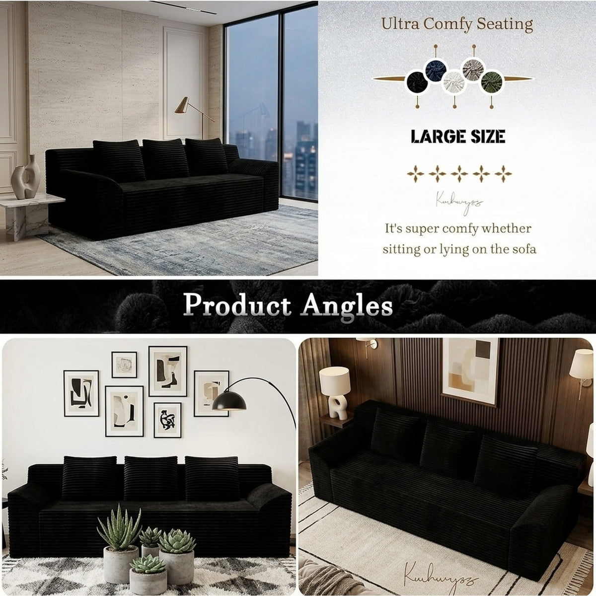 42"/70.8" RV Oversized Corduroy Sofa, No Assembly Soft Plush Couch for RV Camper, Modern Deep Seat Living Room Bedroom Sofa
