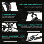 26-Inch Folding Mountain Bike for Adults and Teens — 21-Speed Full-Suspension Design with Dual Disc Brakes