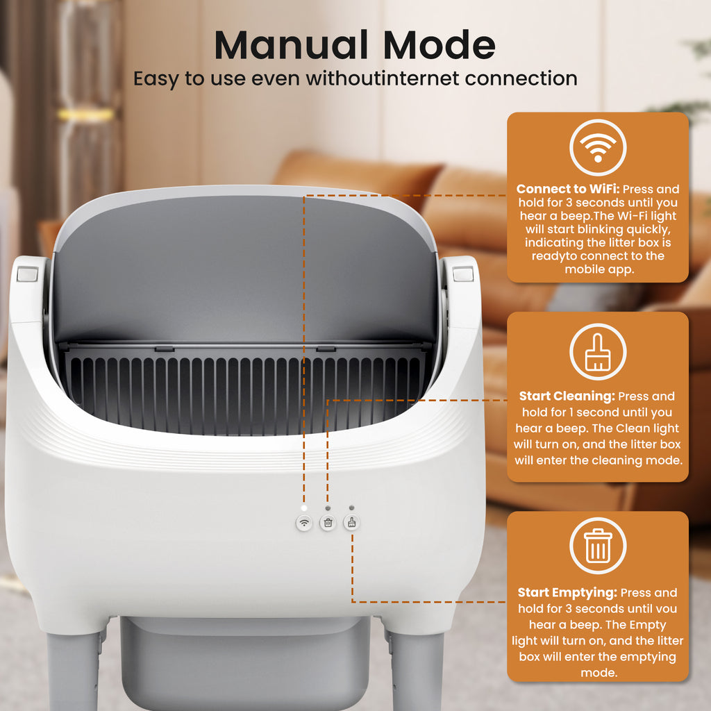 Self Cleaning Cat Litter Box, Automatic Kitty Litter Boxes For Multiple Cats, Built In Ambient Light, Double Odor Removal Safety Protection With App Control, Contain 1 Rolls Liners Bags And 1 Brush, Ideal For Helloween And Chritsmas Gift