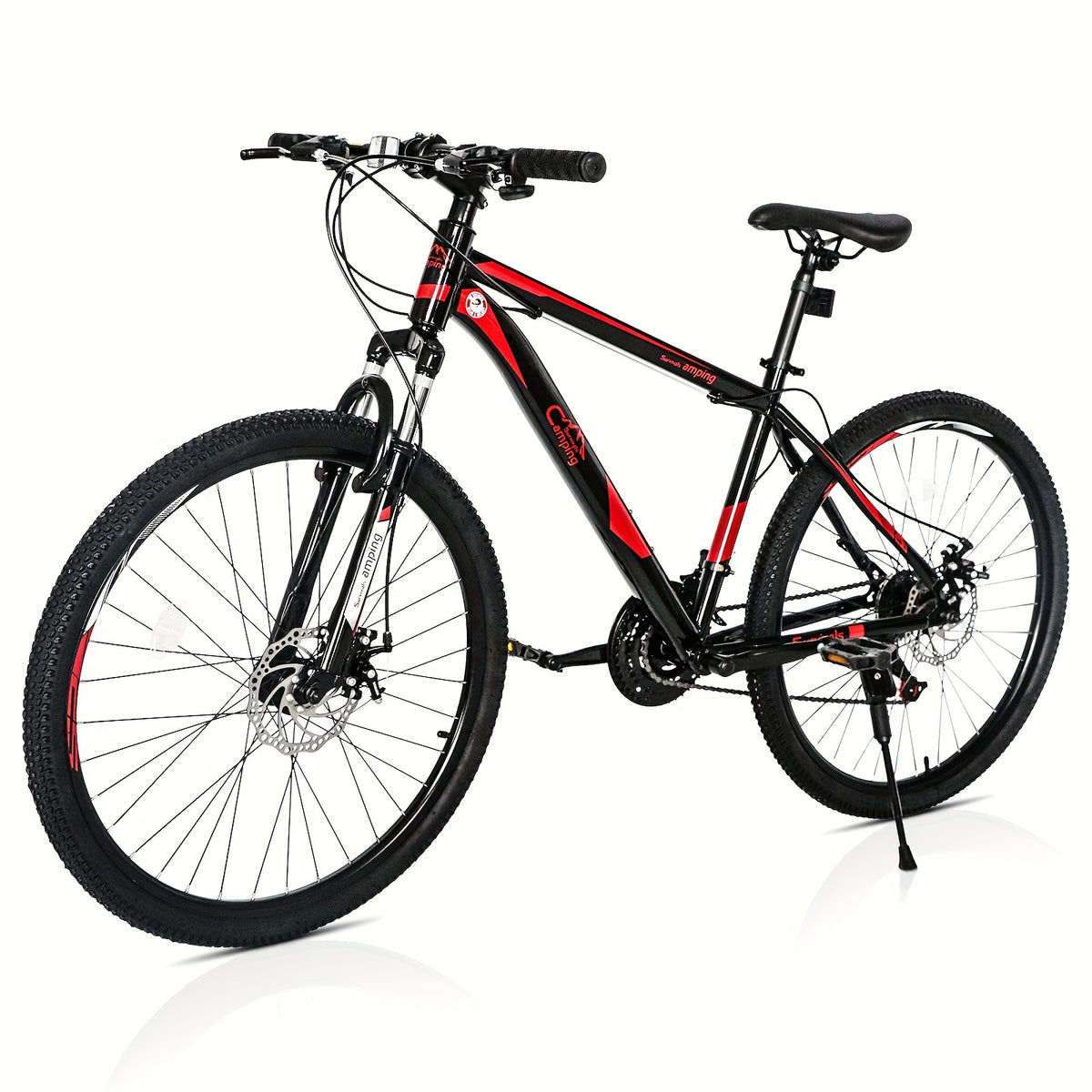 26-Inch 21-Speed Red & Black Mountain Bike - Double-Disc Brakes, Shock-Absorbing Fork - Ideal for Off-Road Adventures