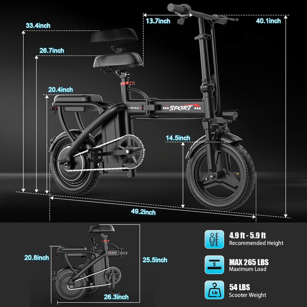 Folding Electric Bike for Adults — Lightweight 500W Commuter Model with Removable 48V 10Ah Battery
