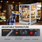 5-Tier Food Warmer Pizza Warmer Countertop, Food Warmer Display Pretzel Warmer with LED Lighting Removable Shelves Glass Door, Pastry Display Case for Buffet Restaurant Cafe, 110V 800W