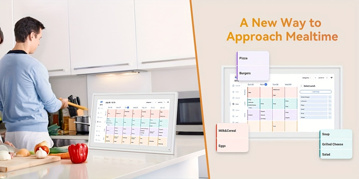 [Intelligent 1080P] TABWEE P15 Digital Calendar, 15.6 Inch Electronic Wall Calendar, Intelligent 1920 X 1080 FHD Touch Screen for Organising The Family Planner 2025, Digital Picture Frame(Includes Screws, A Dimension Inspection Card, And A Back Brace)