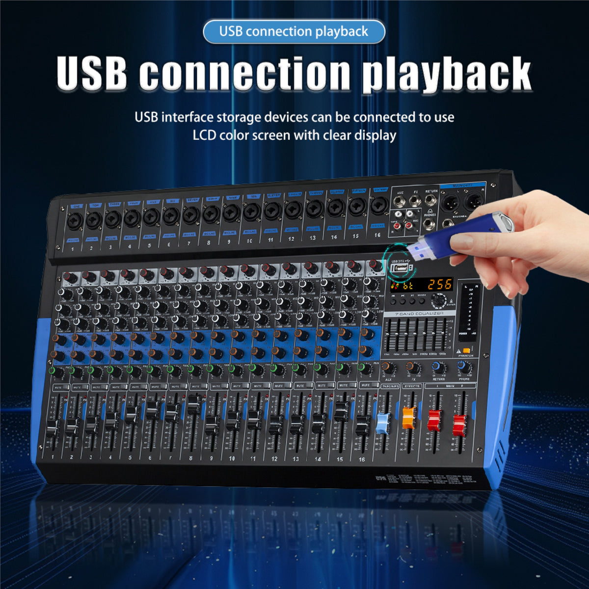 [Audio Mixer Board] 8/12 Channel Audio Mixer Board with Mobile Wireless Control, 48V Phantom Power, 250+ Sound Effects & 3-Band EQ Suitable for Karaoke, Live Band, Stage, Conference,, for Theater, Pub, Party, Recording System