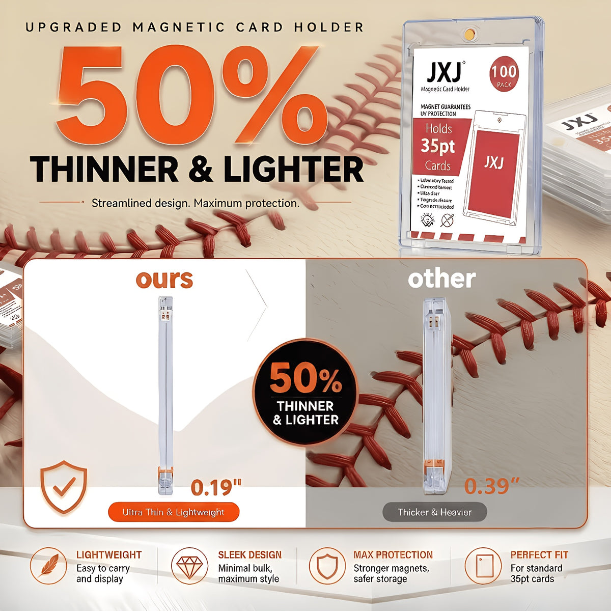 [400ct Magnetic Card Holder] - One Touches for Trading Cards, Hard Plastic Construction, 35pt Thick Card Case Protector for Baseball, And Trading Cards, Perfect Christmas And Halloween Gifts