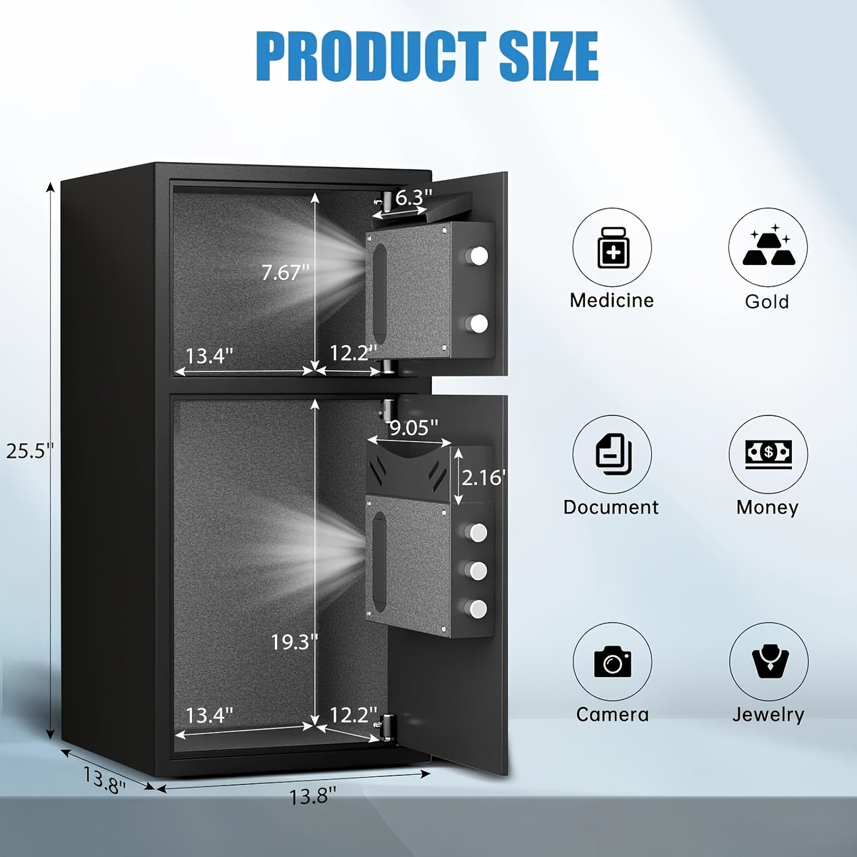 Kavey 6. 0 Cubic Foot Extra Large Home Safe Box Fireproof, Digital Home Security Safe Box with Deposit Slot & Metal Storage Box, Soft Lining Money Safe with Backlit Keypad & Dual Alarm for Home Office