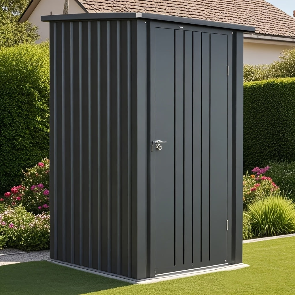 GUNJI 3X3ft Garden Shed Outdoor Storage Shed Metal Shed with Lockable Doors & Slooping Roof Tool Shed Bike Shed for Backyard, Patio, Poolside
