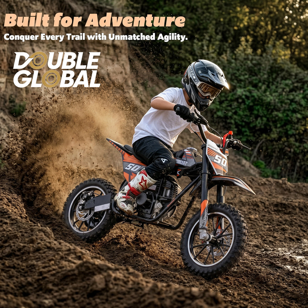 New gasoline mini off-road vehicle DB008, 49 CC four stroke off-road vehicle, rear shock absorber, metal frame, disc brake, maximum load of 165Lbs, maximum 25Mph, no need for mixed oil, random water cup included