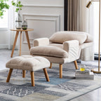 Home Furniture, Modern Style Single Sofa Chair with Ottoman, Adjustable Backrest And Side Pockets, Suitable for Living Room And Bedroom