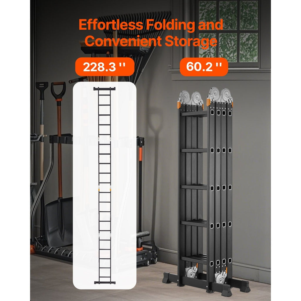 VEVOR Multi-Purpose Folding Ladder 7-in-1 3/4/5 Step 15.5ft with Scaffolding Plank/No accessories